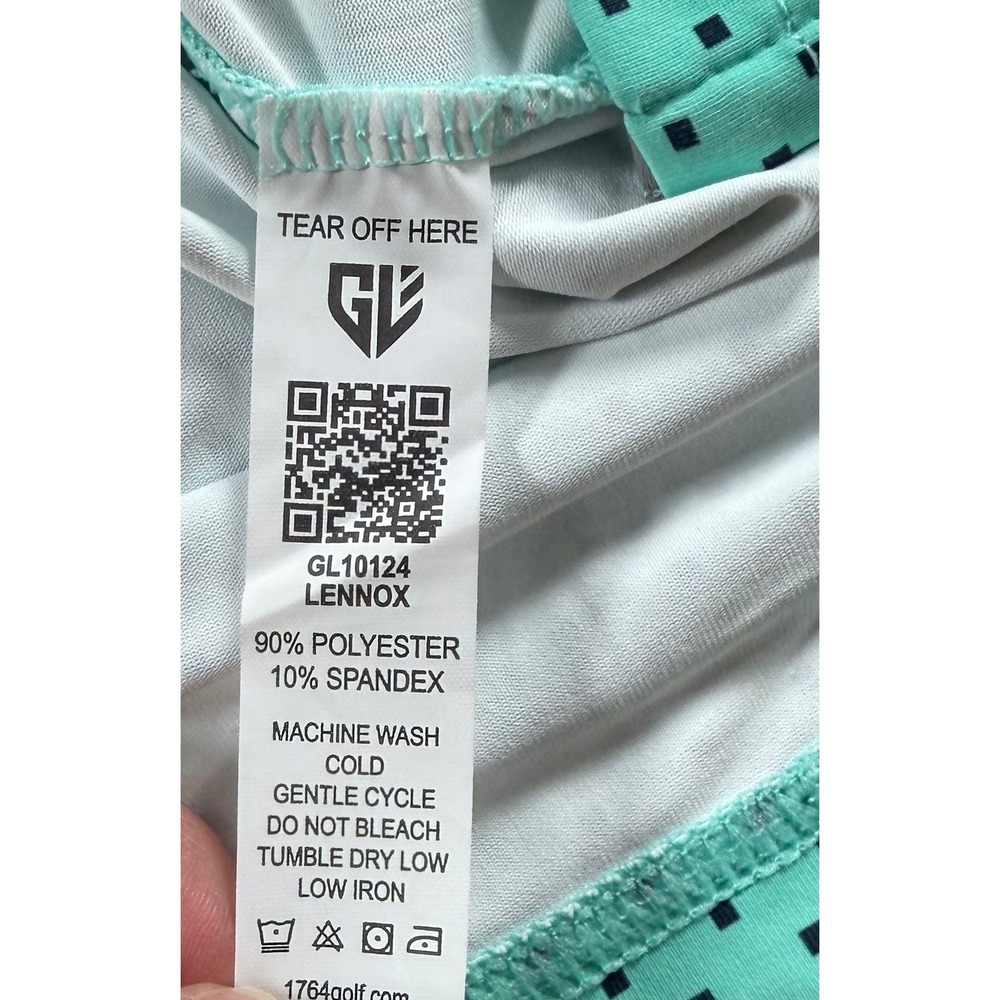 Graham Luxe Turquoise Geometric Golf Polo Shirt‎ mens 2XL streetwear preppy tall - Picture 5 of 10